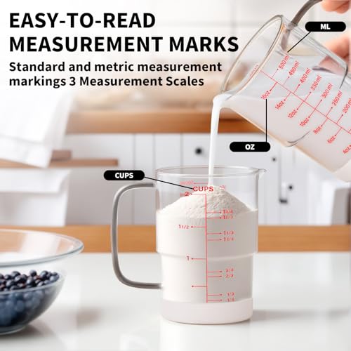 Newness Glass Measuring Cup with Handle, 500 ML (16 Oz, 2 Cup) - color: Red Measuring Scale, size: 500ML