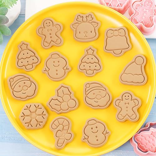 10 Piece Mini Christmas Cookie Cutters, 3d Xmas Theme Cookie Stamps