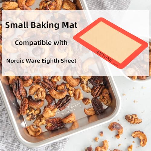 AMYONE 1/8 Sheet Silicone Baking Mats for 9x7" Toaster Oven, Platinum, 2PCS - size: 8.7"L x 5.9"W