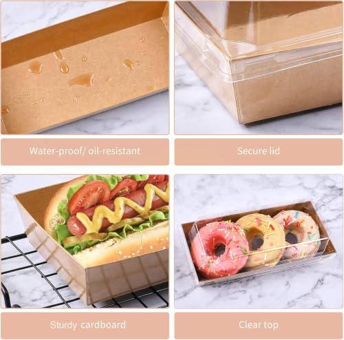 Ocmoiy Charcuterie Boxes with Clear Lids, 7.5x3.3 Inches, 50 Pack, Brown - color: Brown