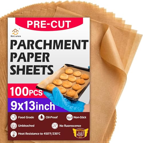 100PCS Parchment Paper Sheets, 9x13 Inches