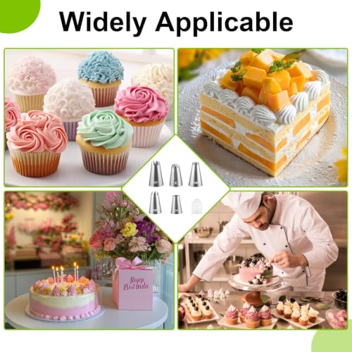 6 Pcs Large Piping Tips Set, Frosting Piping Kit with Coupler - color: 1A/1E/347/348/356