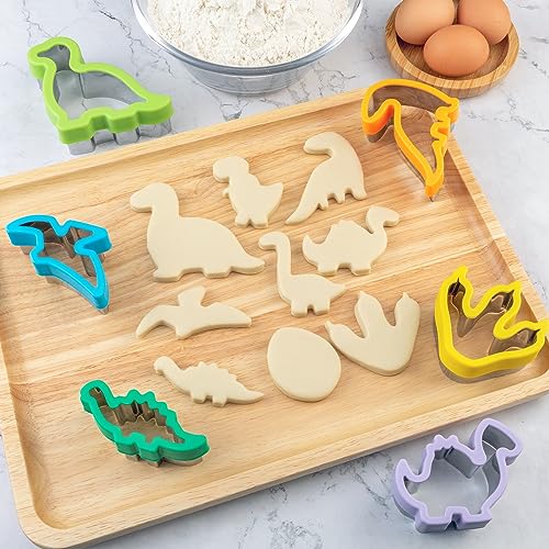 Nifogo Dinosaur Cookie Cutters 9 Pcs - color: E-Purple Green 9pcs