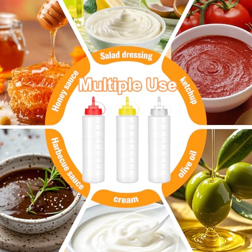 6 Pack 32 oz Condiment Squeeze Bottles, Wide Mouth & Leak Proof - size: 32 Ounces (Pack of 6)