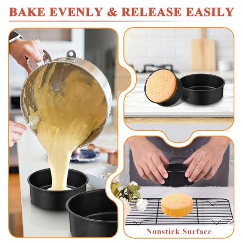 E-far Cake Pan Set of 3(5/7/9 Inch), Nonstick Stainless Steel Cake Pans - size: 5-7-9 Inches