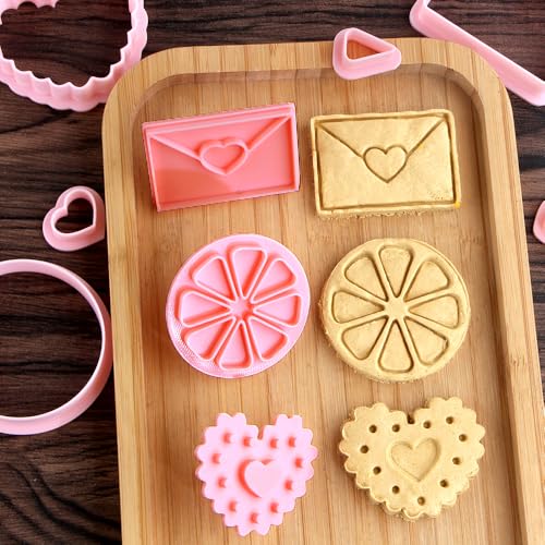 3pcs Mini Heart Cookie Cutter Set Lemon Envelope Heart Cookie Cutters for Kids & Adults Wedding Plastic 3D Cookie Cutters Set Fondant Stamp Biscuit Moulds DIY Baking Tool
