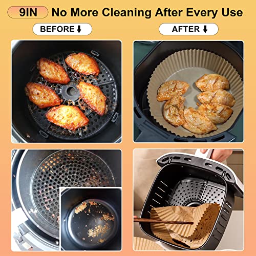 Air Fryer Liners Disposable, 100Pcs Parchment Paper 9IN Round for 8-10QT - size: 9"Round