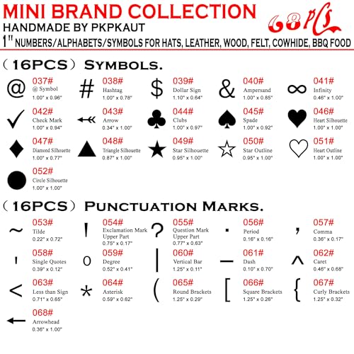 68Pcs 1" Custom Branding Iron for Wood, Leather Branding Stamp Kit - size: 68PCS 1" Number/Alphabet/Symbol&Punctuation Set