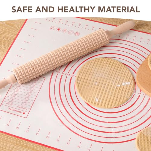 Deep Notched Rolling Pin Wooden Crispbread knobbly fluted rolling pin for Home Professional Use Wood Swedish Thin Bread Grooved Rolling Pin Prepare Delicious Soft Flatbreads and Crackers