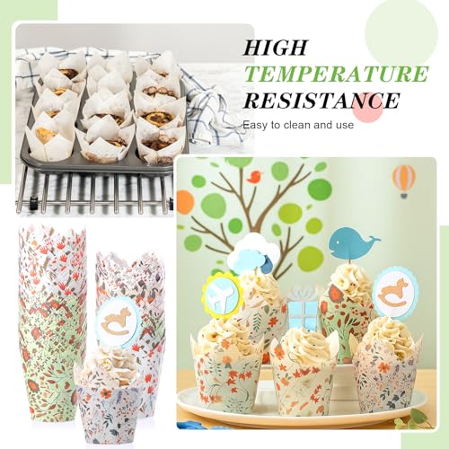 Reallnaive 500 Pcs Thanksgiving Fall Tulip Cupcake Liners