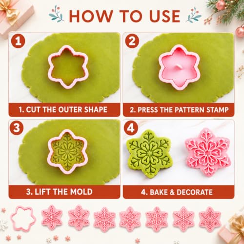 9-Piece Snowflake Cookie Cutter and Stamp Set, Plastic