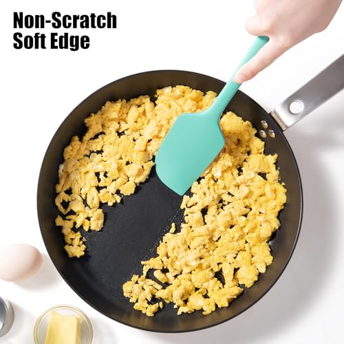 Doosu 600°F Heat Resistant Silicone Large Spatula, 11.4in, Aqua Sky - color: Aqua Sky, size: 11.4in (Flat Spatula)