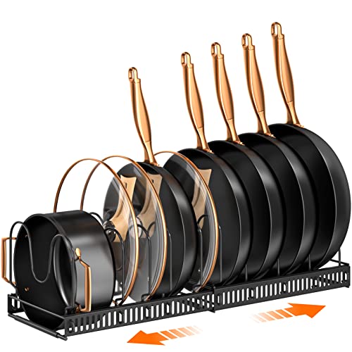 MUDEELA Expandable Pot Pan Lid Organizers inside Cabinet, 10 Divider-Black - color: Black, size: 10 Dividers