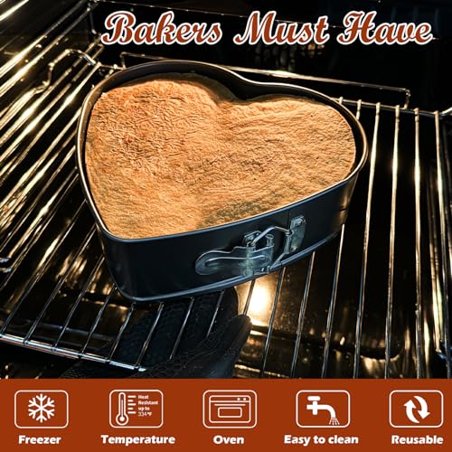 Webake 9in Heart Shaped Nonstick Springform Pan, Ideal for Cheesecakes, Quiches, Black - size: 9 in Heart