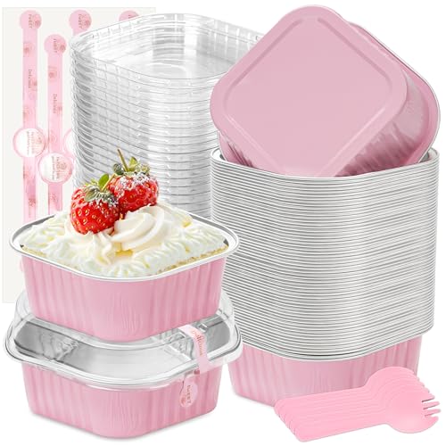 Halloween Pans with Lids, Pink 50 Pack for Parties - color: Pink, size: 10 oz