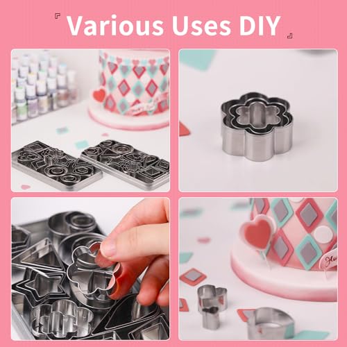 KALAIEN 30Pcs Mini Geometric Stainless Steel Cookie Cutter Set