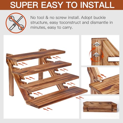 DAOYOUSKY Wood Rustic Cupcake Stand for 24 Cupcakes, Stepped Wooden Display Stand for Weddings, Tiered Party Table Display Riser for Food , Dessert, Cookie, Decor, Craft Show, Burnt - color: Burnt - 1Pcs