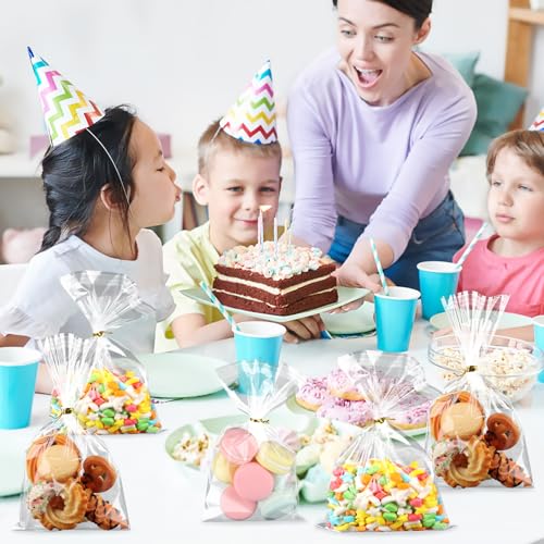 200Pcs Cookie Bags 5x8 Inches Self Sealing Cellophane Bags Plastic Resealable Clear Cookie Bags with Twist Ties for Cookies Packaging Candy Treat Party Favors Bag - size: 5x8 Inches