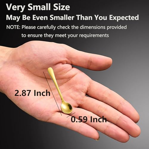 8 PCS Tiny Stainless Steel Spoons for Spices Jars, Mini Size 2.87", Cute Small Stainless Steel Condiment Spoons for Spices, Salt, Sugar, Pepper, Honey (8 PCS, 2.87", Gold) - size: 2.87Inch(7.3cm)-Gold