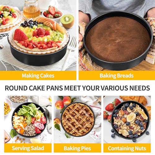 P&P CHEF 6 Inch Cake Pan Set, Round Baking Cake Pans, Black & 2 Pcs - color: Black, size: 6 Inch