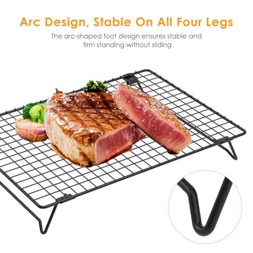 2 Pack Sourdough Cooling Rack, 17 x 11 Inch Heavy Duty Steel Cooling Racks for Sourdough, 2-Tier Stackable Tall Baking Racks, Wire Rack for Baking, Grilling Making Jerky (Black) - size: 17” x 11”-2 Pack