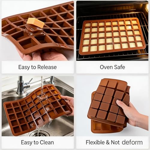 Square Chocolate Mold, 2Pcs Square Silicone Mold - color: 2Pcs Brown