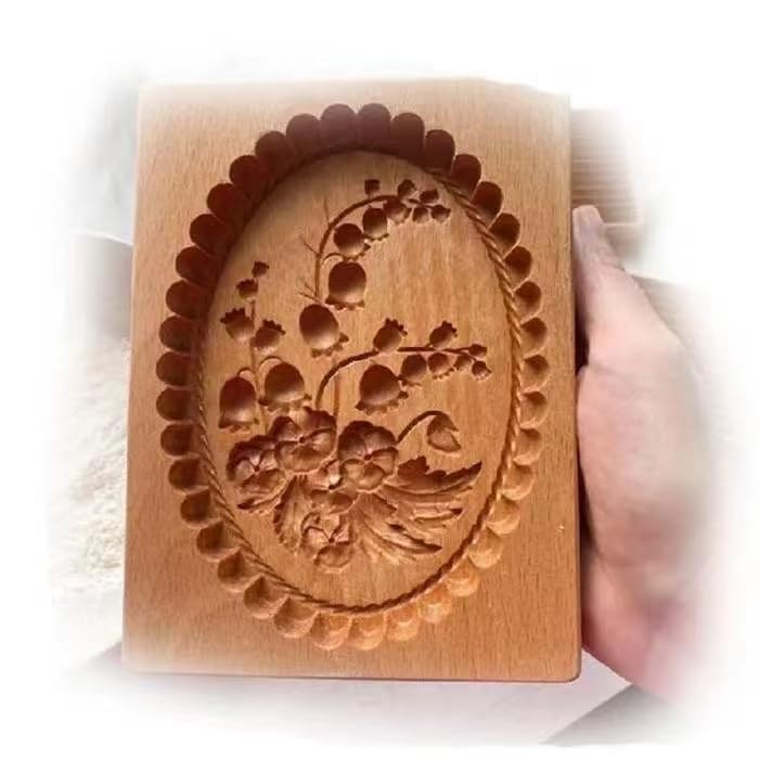Carved Wooden Gingerbread Cookie Mold,3D Wooden Baking Mold Cookie Biscuit Press Stamp Molds,Cookie Cutter,Cookie Stamp,DIY Biscuit Stamp Mould for Halloween Thanksgiving Christmas(Violet-Large) - color: 2#-Violet-Large