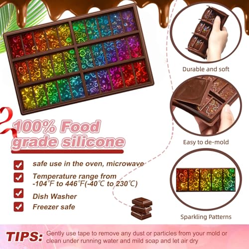 Christmas Heart Candy Molds Holographic Chocolate Mold Silicone - color: Heart, style: Rectangle