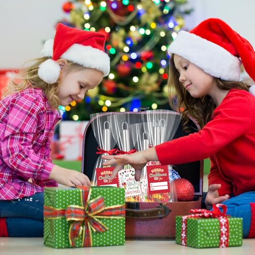 6 Sets 8 Inch Christmas Whisk Bulk Baking Supplies, Xmas Silicone Whisks Baking Gift Set with Greeting Cards Ribbon Bags, We Whisk You A Merry Christmas Neighbor Gifts for Employee Cooking Ornaments