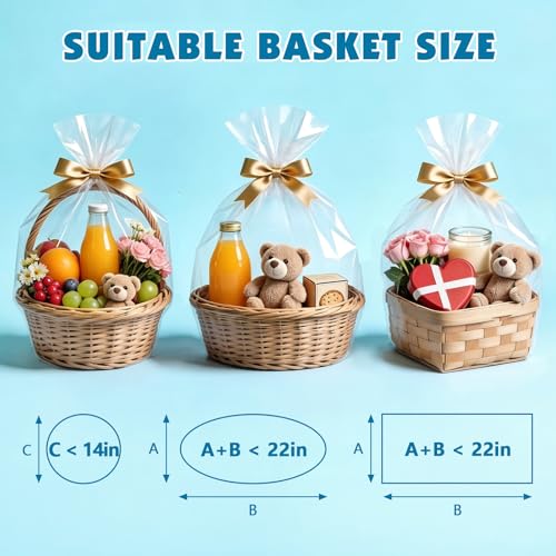 14 Pcs Shrink Wrap Bags, 24 x 30in Shrink Cellophane Bags for Gift Baskets - color: 24in x 30in-14pcs