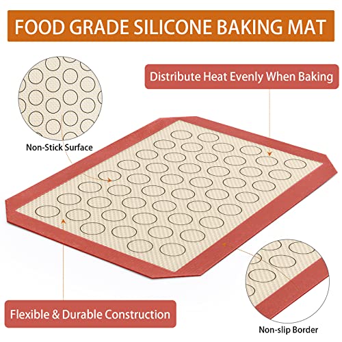 Baking Sheet with Silicone Mat Set of 4 [2 Sheets + 2 Mats], Deedro Stainless Steel Cookie Sheet Baking Pan with Silicone Baking Mat, 9 x 7 x 1 Inch, Non Toxic, Heavy Duty, Easy Clean - size: 9 inch
