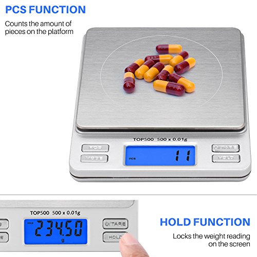 Smart Weigh Digital Pro Pocket Scale 500g x 0.01g – 6 Units: g, oz, gn, ozt, DWT, ct – High Precision for Kitchen, Herbs & Jewelry – Includes Hold/Counting, 2 Trays & Batteries (Pack of 2) - size: 500 Grams (Pack of 2)