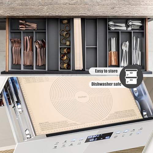Silicone Pastry Mat 36x24 Inch Nonstick Baking Mat -Perfect for Dough, Pastry, Dough Rolling, Kneading Board, Pie Crust, Fondant, Pasta/Pizza, Kitchen Counter Mat - color: Gray, size: 24"L x 36"W