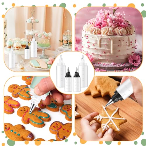 4 Pcs Squeeze Icing Bottles for Cookie Decorating,2 oz & 4 oz - size: 2 Ounces (Pack of 4)