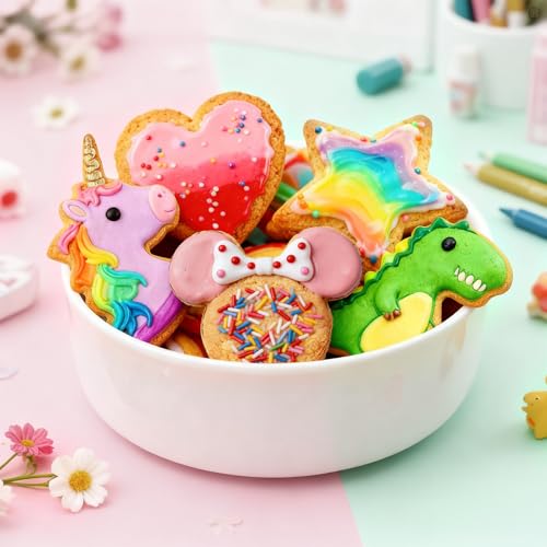 Stainless Steel Cookie Cutters, Mickey Unicorn Dinosaur Heart Star - color: 6 Pieces silver
