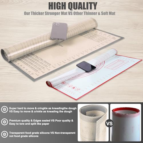 Silicone Pastry Mat 36x24 Inch Nonstick Baking Mat -Perfect for Dough, Pastry, Dough Rolling, Kneading Board, Pie Crust, Fondant, Pasta/Pizza, Kitchen Counter Mat - color: Gray, size: 24"L x 36"W