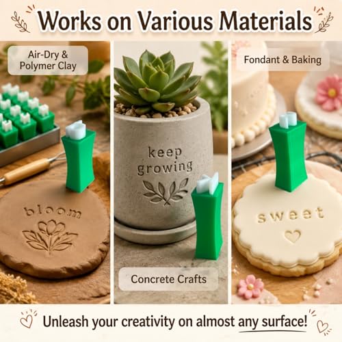 Alphabet Stamps Set for Clay Pottery, Polymer Clay Stamps, Lowercase and Alphabet Symbols Small Press Fondant Embosser DIY Cookie Stamps - color: Lowercase Alphabet & Symbols