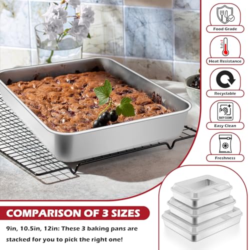 Leonyo 2 Pcs Lasagna Pan with Lid, 9.3 x 7 x 2 Inch Cake Pan Baking Sheets - size: 9.3 x7IN