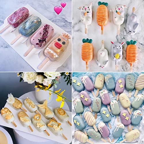 Ozera 2 Pack Popsicles Molds, Silicone Oval Cakesicles Cake Pop Molds Set - color: White