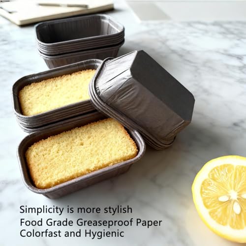 50 Pcs Mini Loaf Pan Liners, Kraft Paper Baking Pans, Coffee Brown - color: Small-rectangular-50-A