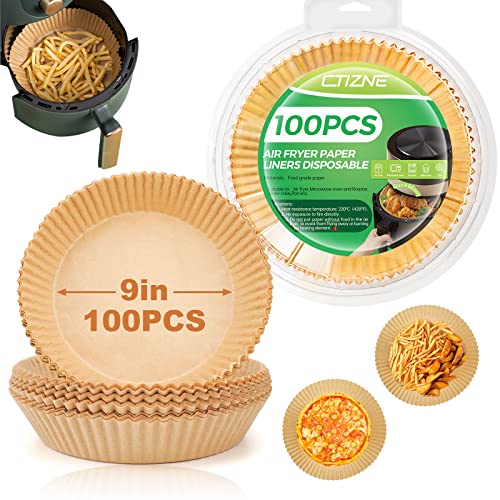 Air Fryer Liners Disposable, 100Pcs Parchment Paper 9IN Round for 8-10QT - size: 9"Round