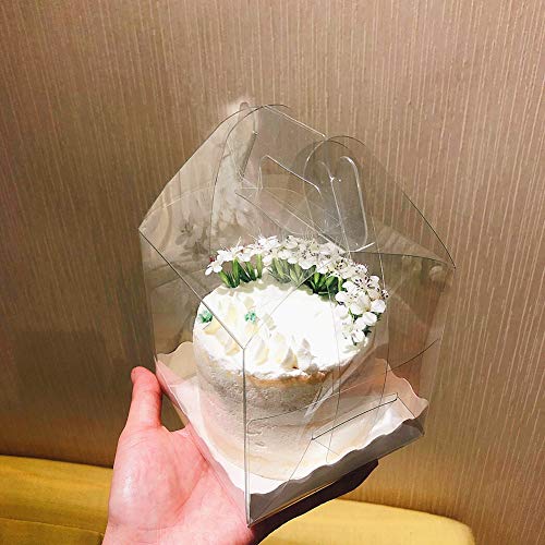 10Pcs Clear Cake Boxes Carrier Packaging for 4 Inch Cake Transparent Gift Box Plastic Cupcake Candy Display Boxes Portable Single Cake Containers for Wedding Birthday Parties Baby Shower Favors