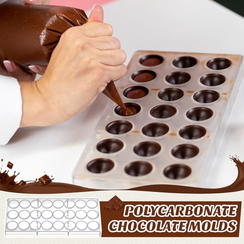 Baderke Polycarbonate Chocolate Molds 21 Cavity with Scraper,Bullet