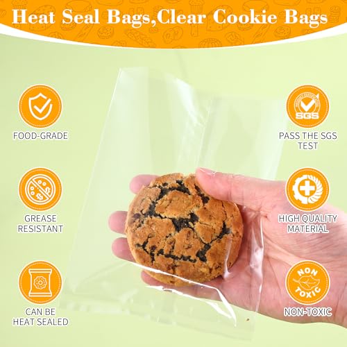 100Pcs 5x7 Clear Individual Cookie Bags, Heat Seal Bag - color: Clear, size: 5 x 7