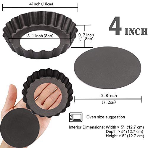 Gutsdoor 6 Pack Mini Tart Pan 4 Inch with Removable Bottom Quiche Pan Nonstick Round Quiche Pie Pan Set - style: Round