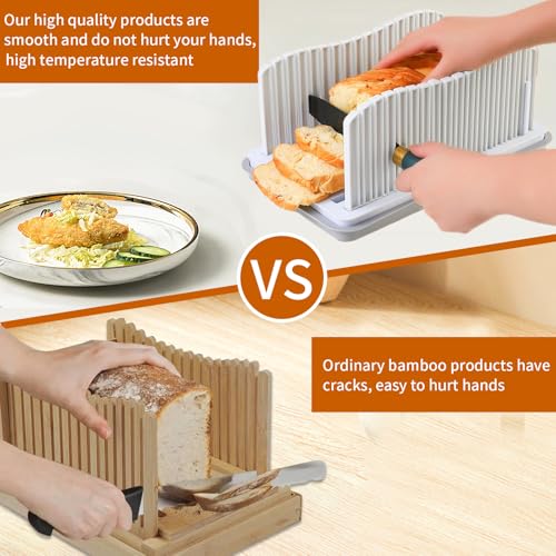 Professional Bread Slicer with Adjustable Guide, Foldable Cutter for Homemade Loafs, Bagels, Crumb Catcher Tray, Dishwasher Safe, Effortless Thick/Thin Slices