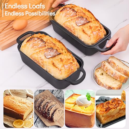 GRMImosa Cast Iron Loaf Pan with Lid, 9x5 Inch Sourdough Baking Pan - size: 9x5 Inch