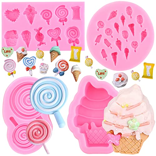 Ice Cream Silicone Molds Candyland Fondant Molds Set Of 4 - color: Style B