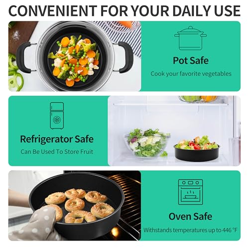P&P CHEF 9.5 Inch Cake Pan, Stainless Steel Round Cake Pans, Black & 4 Pcs - color: Black, size: 9.5 Inch