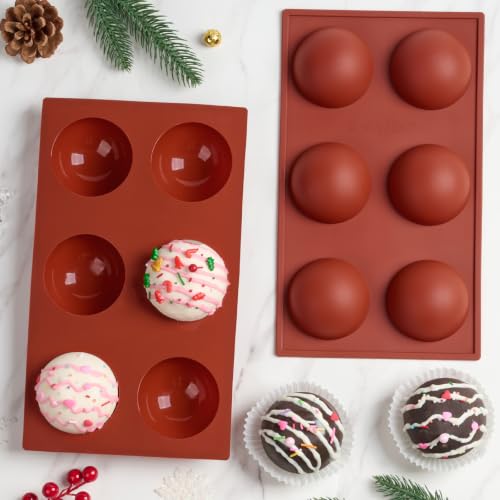 JOERSH Semi Sphere Silicone Hot Chocolate Bombs Molds, 3Pcs, 6-Cavity - color: 6 Large (3 Pack)